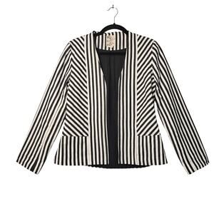Tulle Blazer Jacket Womens Small Striped Open Front Lined Modern Workwear Career